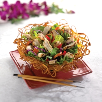 Asian Chicken Salad in a Noodle Bowl