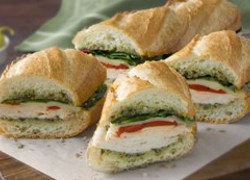 Warm Turkey Pesto Baguette Sandwich