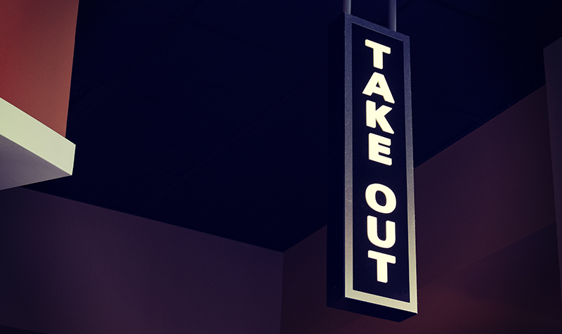 White Led Take Out Signage Hanging 891393 800X475