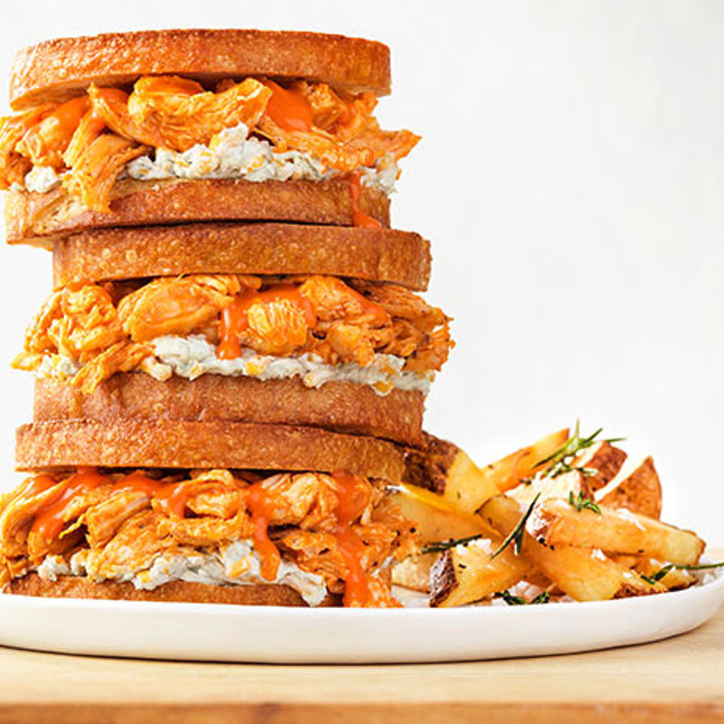Pulled Buffalo Chicken Sandwich with Blue Cheese Cream