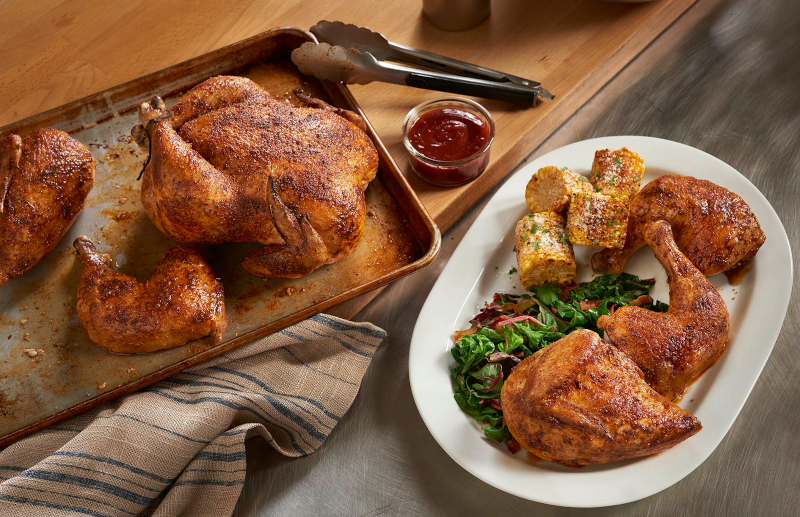 Organic BBQ Chicken Quarters and Street Corn