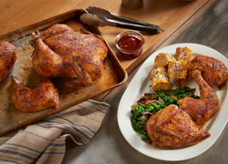 Organic BBQ Chicken Quarters and Street Corn