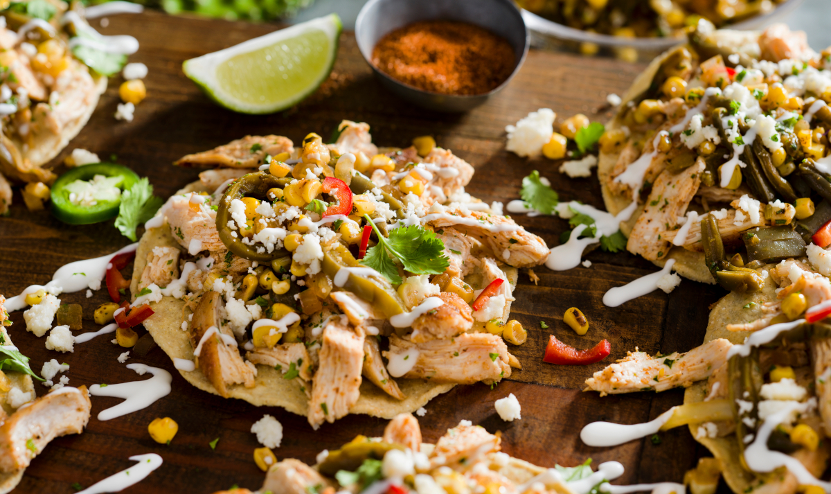 Chicken Tostada with Cactus Corn Salad