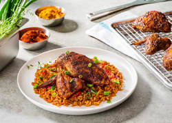 Roasted Jollof Chicken With Jollof Rice