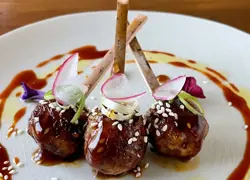 Korean BBQ Chicken Meatball Lollipops