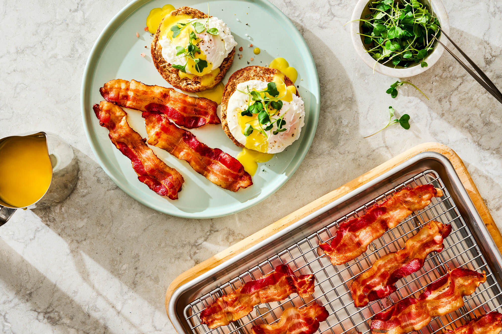 Eggs Benedict With White Wine Hollandaise and Coleman Bacon
