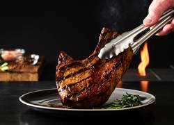 Grilled Bone-In Loin Pork Chop With Smoky Scotch Whiskey Maple Glaze
